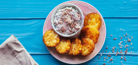 Rösti Rondjes blyneliai su kreminiu lašišos ir krapų užtepu