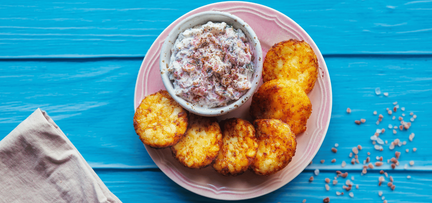 Rösti Rondjes blyneliai su kreminiu lašišos ir krapų užtepu