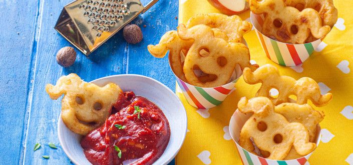 Bulviniai veidukai su naminiu kečupu